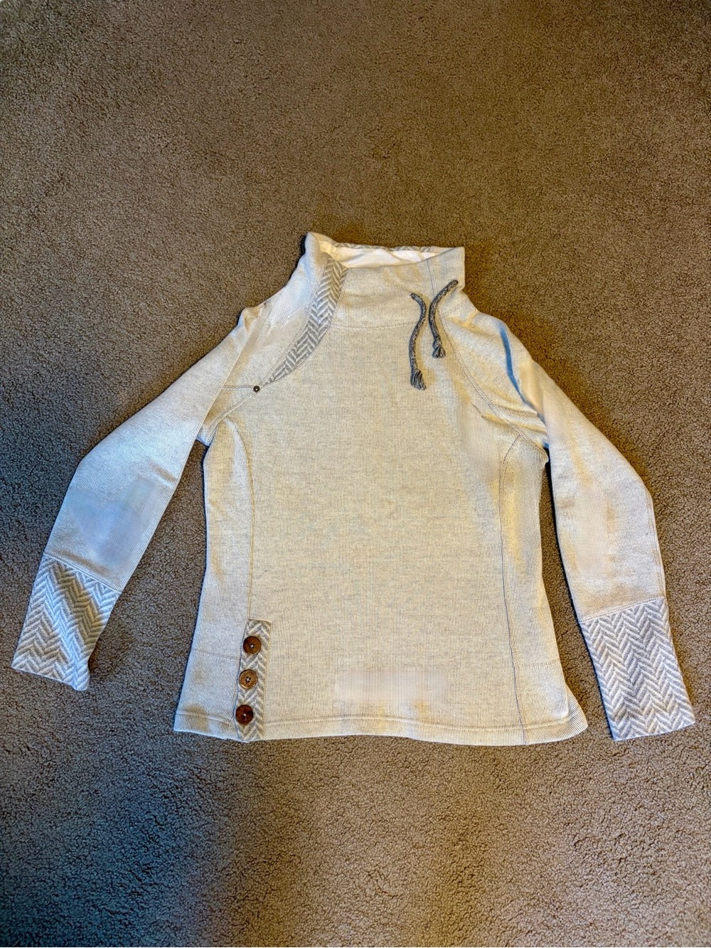 Cream & Gray Knit Pullover Sweater, Prana, Women’s Large